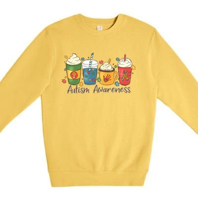 Autism Awareness Day Coffee Cups Premium Crewneck Sweatshirt