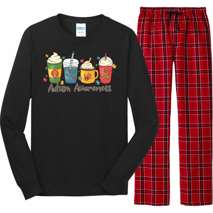 Autism Awareness Day Coffee Cups Long Sleeve Pajama Set