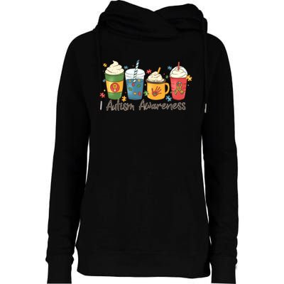 Autism Awareness Day Coffee Cups Womens Funnel Neck Pullover Hood