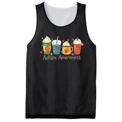 Autism Awareness Day Coffee Cups Mesh Reversible Basketball Jersey Tank