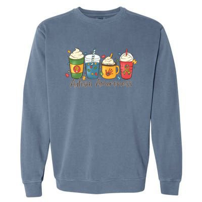 Autism Awareness Day Coffee Cups Garment-Dyed Sweatshirt