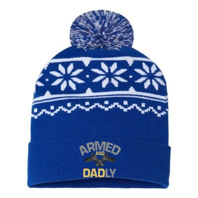 Armed And Dadly Funny Deadly Father USA-Made Snowflake Beanie