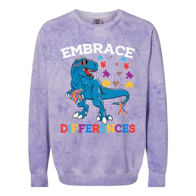 Autism Awareness Dinosaur Trex Gift Colorblast Crewneck Sweatshirt