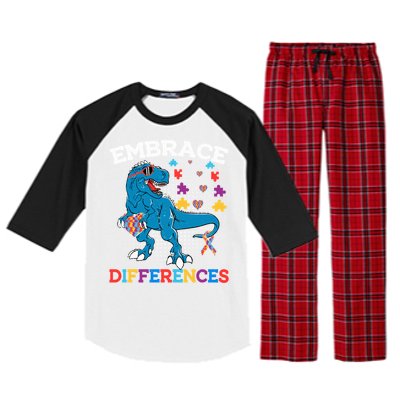 Autism Awareness Dinosaur Trex Gift Raglan Sleeve Pajama Set