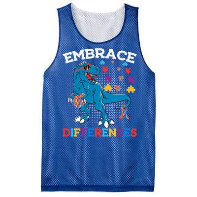 Autism Awareness Dinosaur Trex Gift Mesh Reversible Basketball Jersey Tank