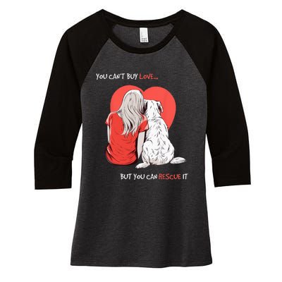 Adopt A Dog For Women Men Adopt Women's Tri-Blend 3/4-Sleeve Raglan Shirt