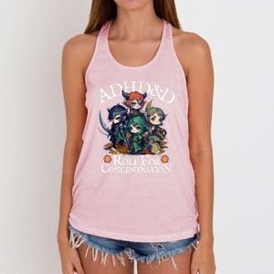 Adhddndadventurersrollforconcentration Women's Knotted Racerback Tank