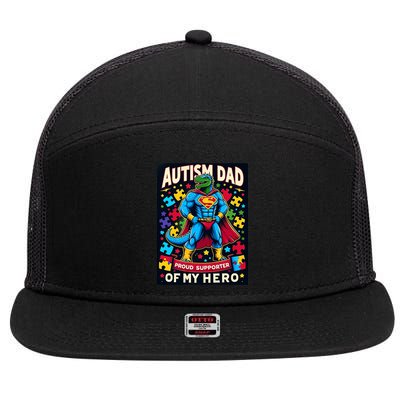 Autism Awareness Dad Father Dinosaur Funny Proud Autism Dad 7 Panel Mesh Trucker Snapback Hat