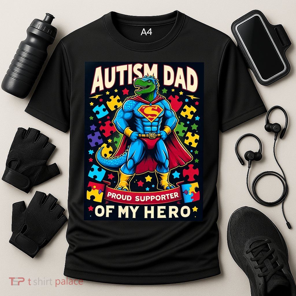 Autism Awareness Dad Father Dinosaur Funny Proud Autism Dad Performance Shirt