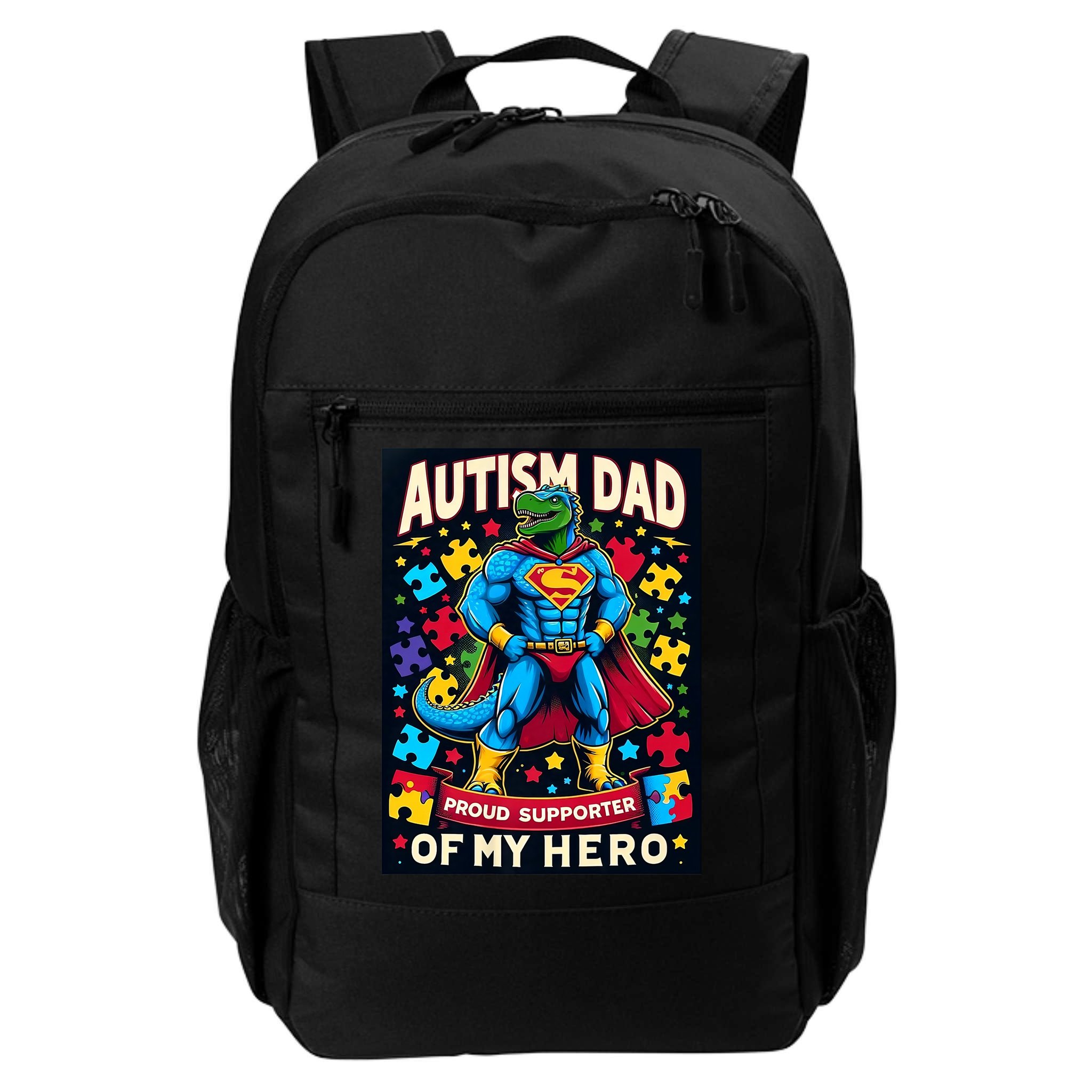 Autism Awareness Dad Father Dinosaur Funny Proud Autism Dad Backpack