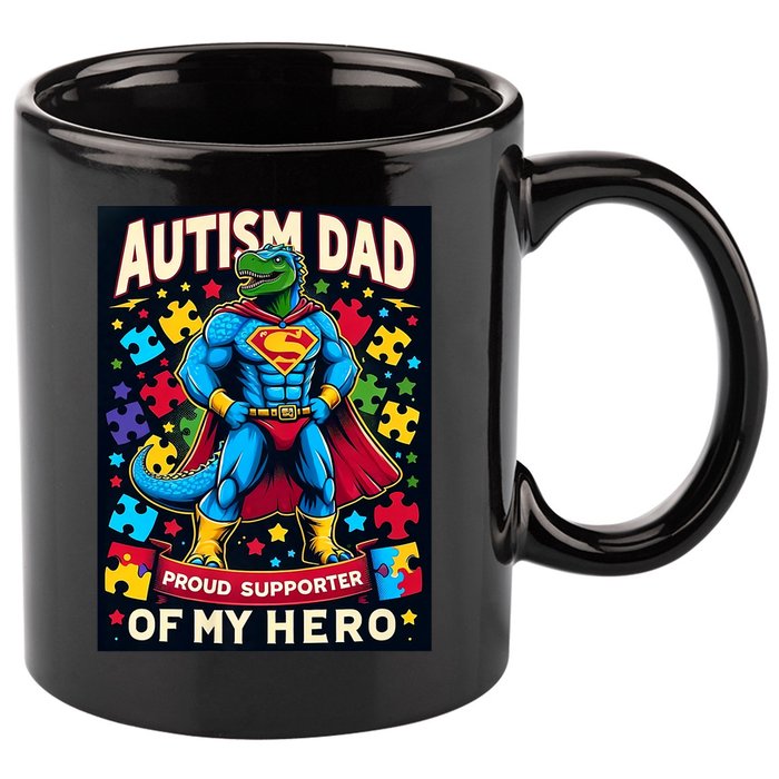 Autism Awareness Dad Father Dinosaur Funny Proud Autism Dad 11oz C Handle Ceramic Mug