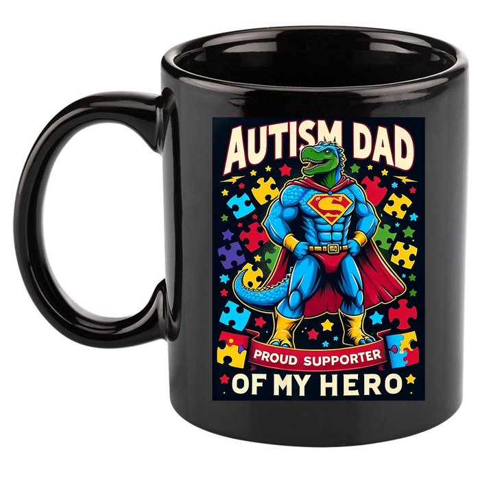 Autism Awareness Dad Father Dinosaur Funny Proud Autism Dad 11oz C Handle Ceramic Mug