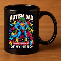 Autism Awareness Dad Father Dinosaur Funny Proud Autism Dad 11oz C Handle Ceramic Mug