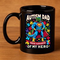 Autism Awareness Dad Father Dinosaur Funny Proud Autism Dad 11oz C Handle Ceramic Mug