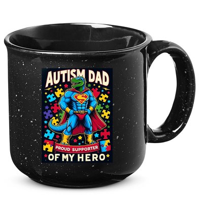 Autism Awareness Dad Father Dinosaur Funny Proud Autism Dad 15oz Campfire Ceramic Mug