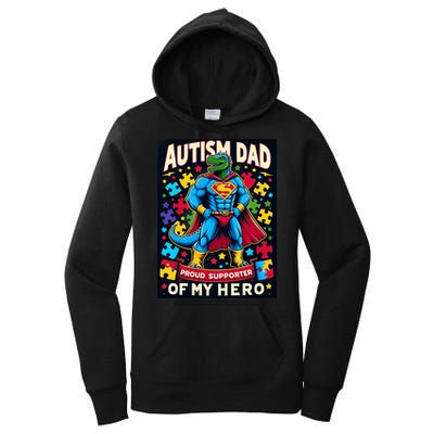 Autism Awareness Dad Father Dinosaur Funny Proud Autism Dad Women's Pullover Hoodie