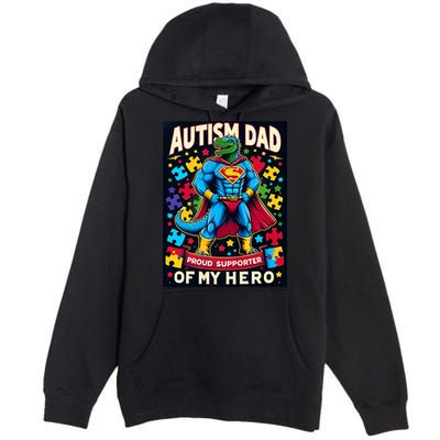 Autism Awareness Dad Father Dinosaur Funny Proud Autism Dad Premium Pullover Hoodie