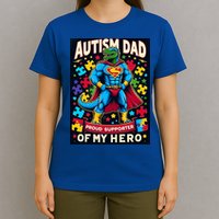 Autism Awareness Dad Father Dinosaur Funny Proud Autism Dad T-Shirt