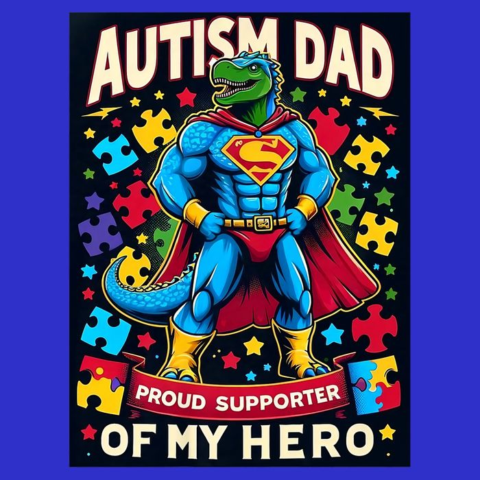 Autism Awareness Dad Father Dinosaur Funny Proud Autism Dad T-Shirt