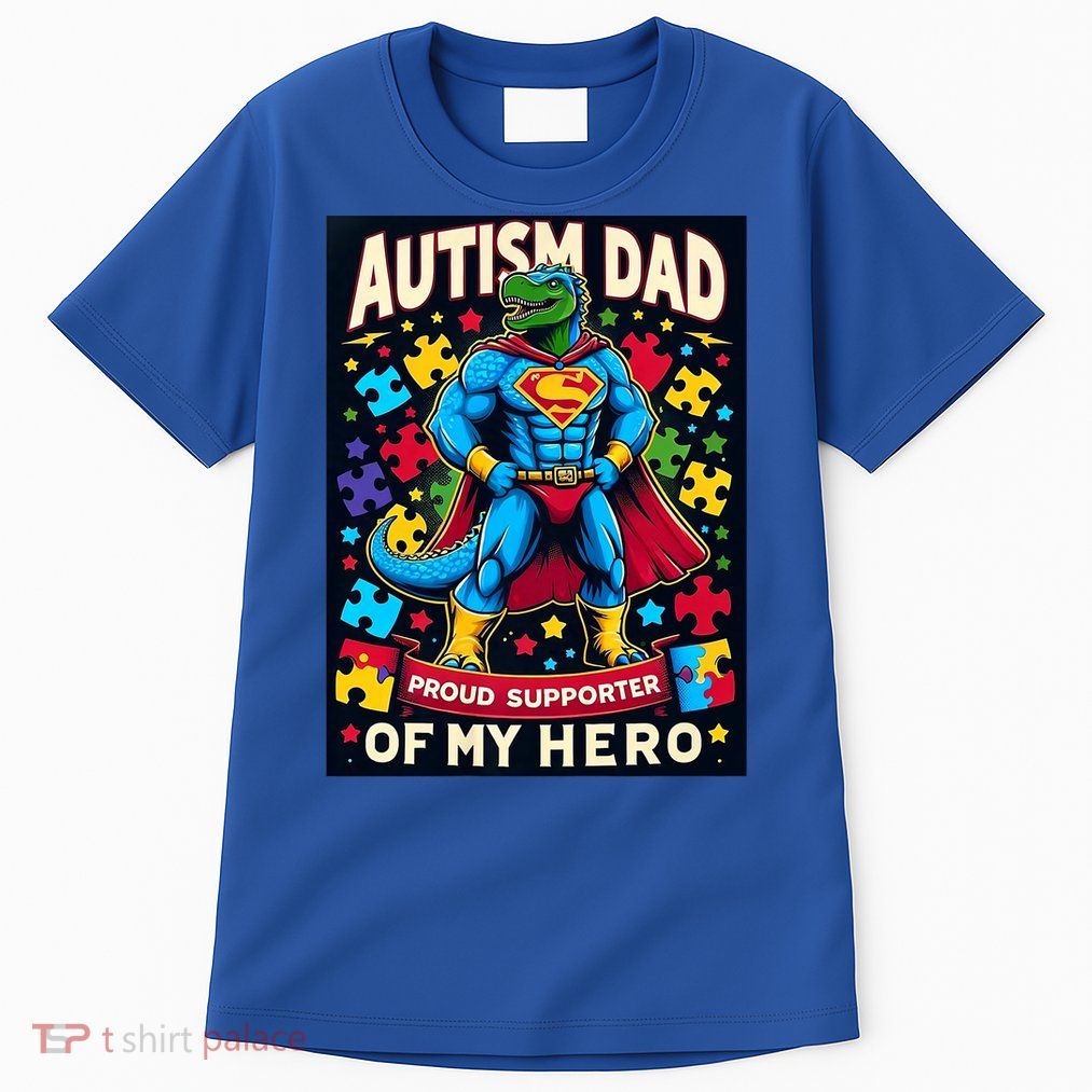 Autism Awareness Dad Father Dinosaur Funny Proud Autism Dad Tall T-Shirt