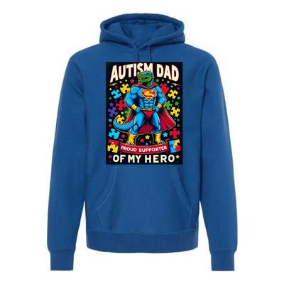 Autism Awareness Dad Father Dinosaur Funny Proud Autism Dad Premium Hoodie