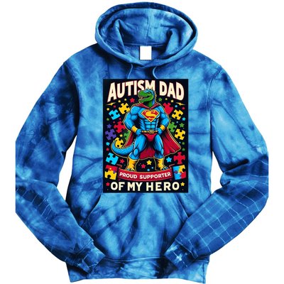 Autism Awareness Dad Father Dinosaur Funny Proud Autism Dad Tie Dye Hoodie