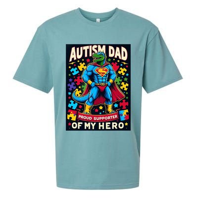 Autism Awareness Dad Father Dinosaur Funny Proud Autism Dad Sueded Cloud Jersey T-Shirt