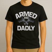 Armed And Dadly Funny Deadly Father Gift For Fathers Day T-Shirt