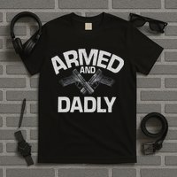 Armed And Dadly Funny Deadly Father Gift For Fathers Day T-Shirt