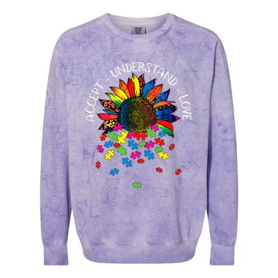 Autism Awareness Daisy Flower Accept Understand Love Colorblast Crewneck Sweatshirt