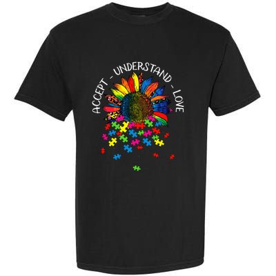 Autism Awareness Daisy Flower Accept Understand Love Garment-Dyed Heavyweight T-Shirt