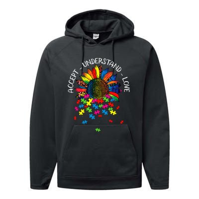 Autism Awareness Daisy Flower Accept Understand Love Performance Fleece Hoodie