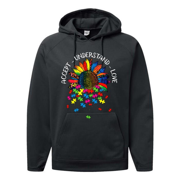 Autism Awareness Daisy Flower Accept Understand Love Performance Fleece Hoodie