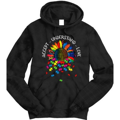 Autism Awareness Daisy Flower Accept Understand Love Tie Dye Hoodie