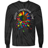 Autism Awareness Daisy Flower Accept Understand Love Tie-Dye Long Sleeve Shirt