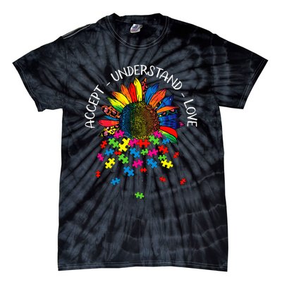 Autism Awareness Daisy Flower Accept Understand Love Tie-Dye T-Shirt