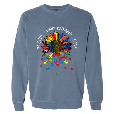 Autism Awareness Daisy Flower Accept Understand Love Garment-Dyed Sweatshirt