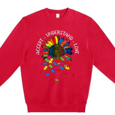 Autism Awareness Daisy Flower Accept Understand Love Premium Crewneck Sweatshirt