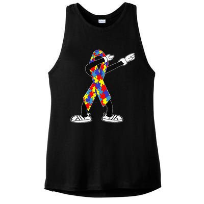 Autism Awareness Dabbing Puzzle Piece Love Dab Dance Ladies PosiCharge Tri-Blend Wicking Tank