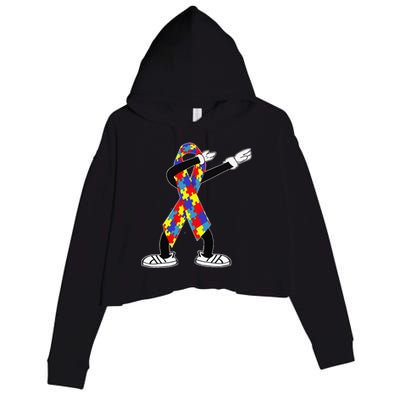 Autism Awareness Dabbing Puzzle Piece Love Dab Dance Crop Fleece Hoodie