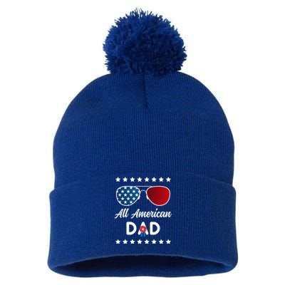 All American Dad 4th Of July Gift Pom Pom 12in Knit Beanie