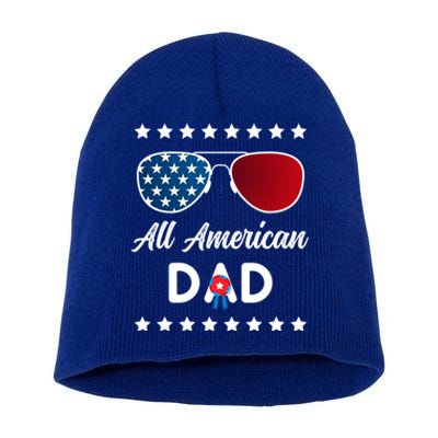 All American Dad 4th Of July Gift Short Acrylic Beanie