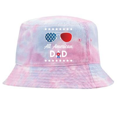 All American Dad 4th Of July Gift Tie-Dyed Bucket Hat