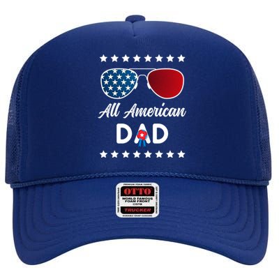 All American Dad 4th Of July Gift High Crown Mesh Back Trucker Hat