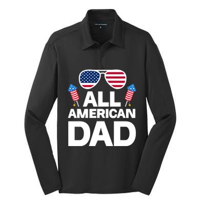 All American Dad American Dad Gift Silk Touch Performance Long Sleeve Polo