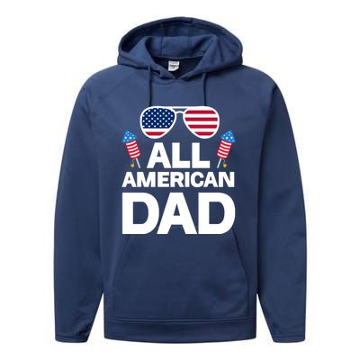 All American Dad American Dad Gift Performance Fleece Hoodie