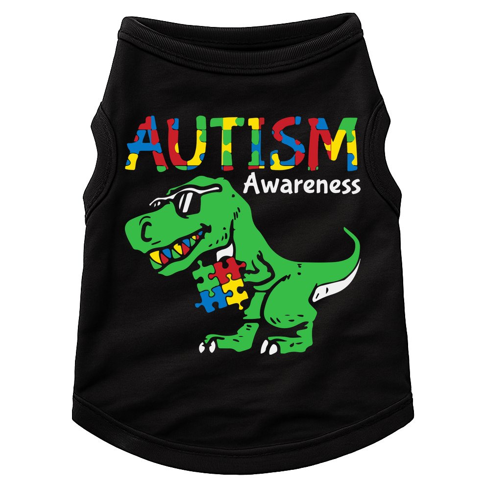 Autism Awareness Dinosaur Autism Heart Puzzle Doggie Tank