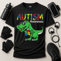 Autism Awareness Dinosaur Autism Heart Puzzle Cooling Performance Crew T-Shirt