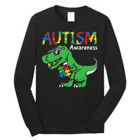 Autism Awareness Dinosaur Autism Heart Puzzle Long Sleeve Shirt