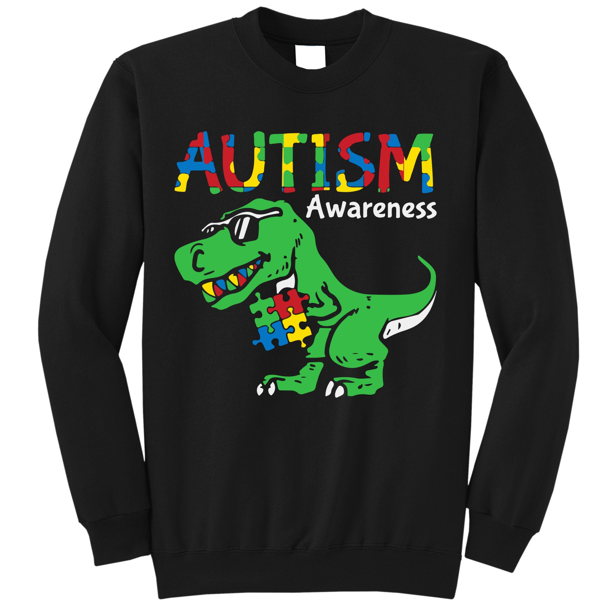 Autism Awareness Dinosaur Autism Heart Puzzle Sweatshirt